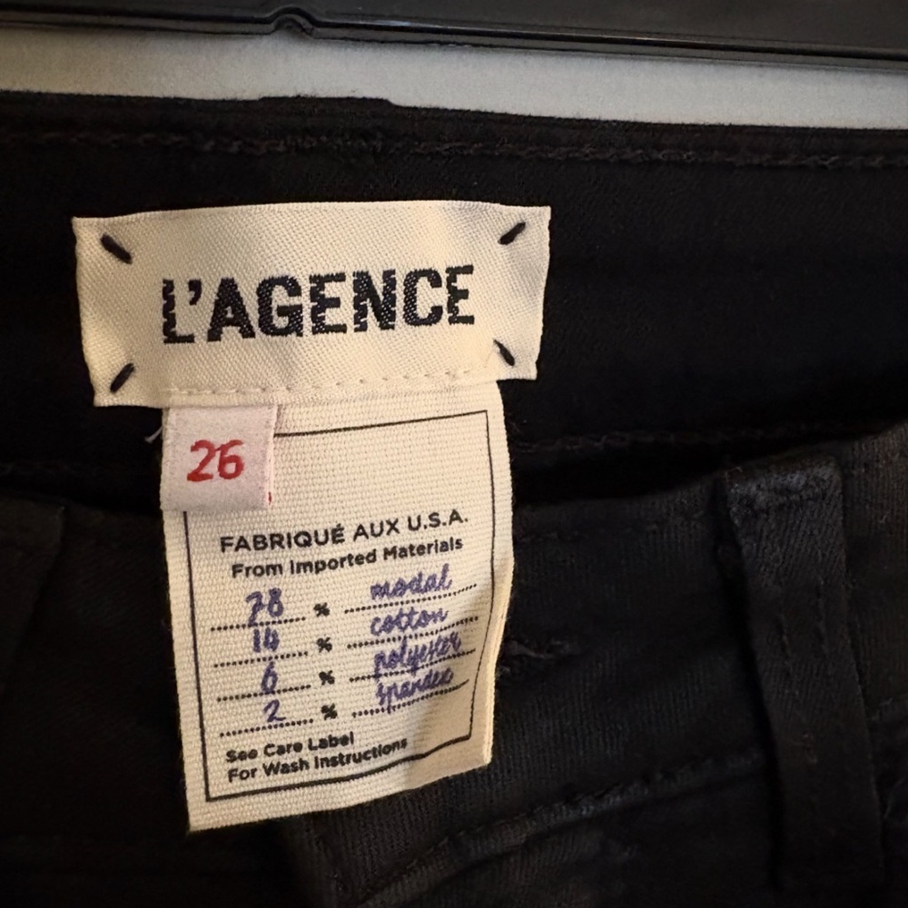 L’AGENCE Black Coated Skinny Jeans Sleek Stretch Denim Size 26 - Picture 3 of 4
